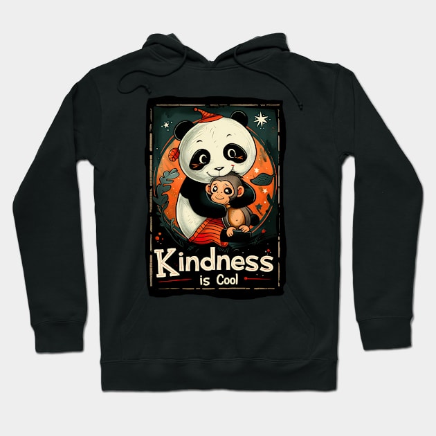 Kindness is Cool-Panda and Monkey 1 Hoodie by Peter Awax